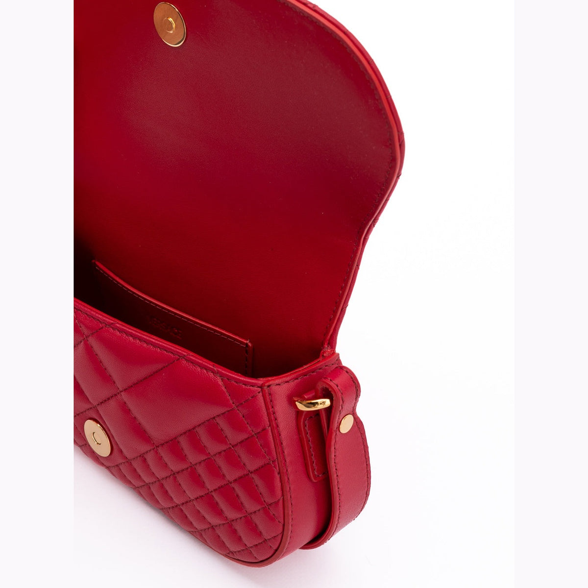 Versace Red Leather Quilted Shoulder Strap Bag Versace