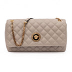 Versace Taupe Quilted Leather Shoulder Strap Bag