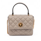 Versace Taupe Quilted Leather Handbag