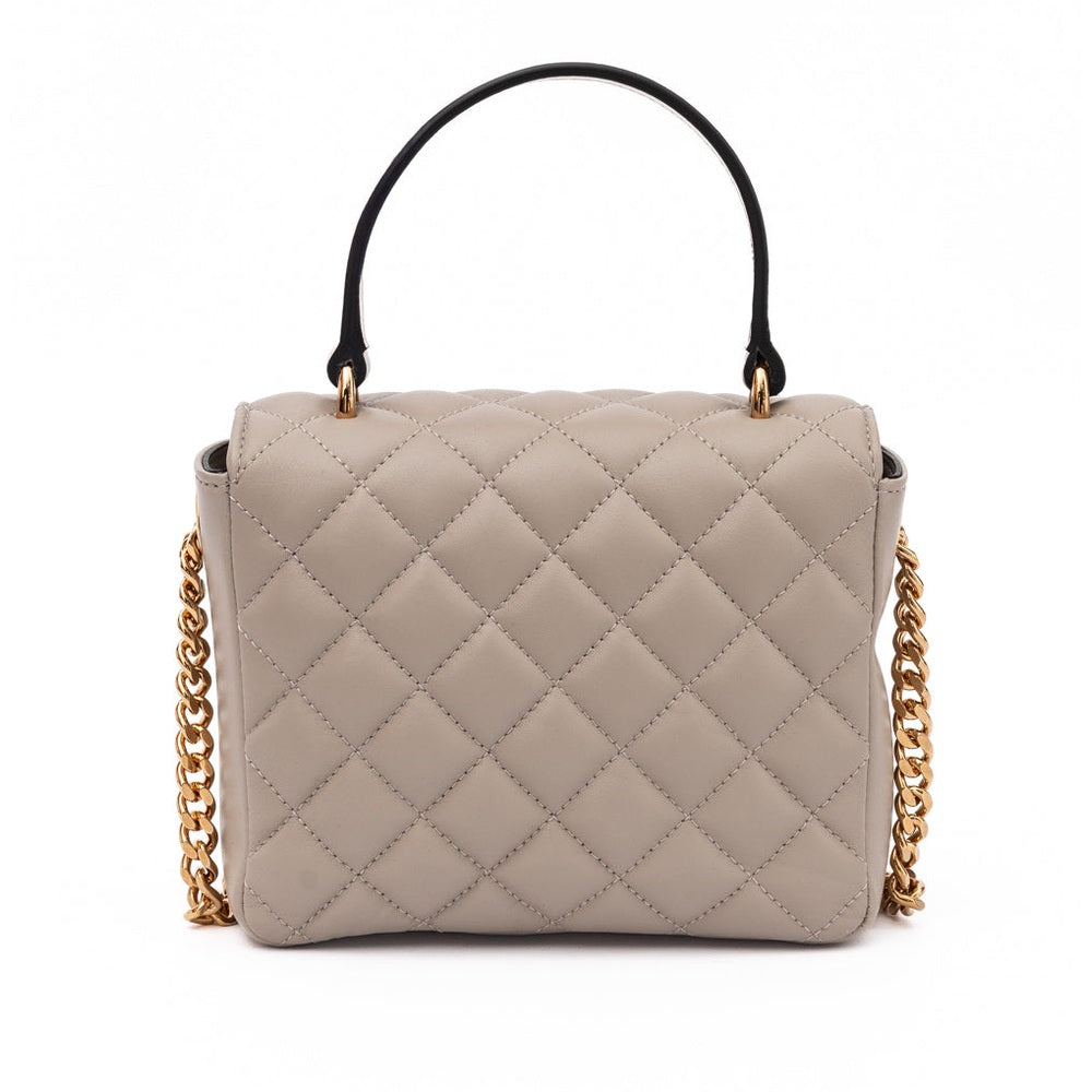 Versace Taupe Quilted Leather Handbag