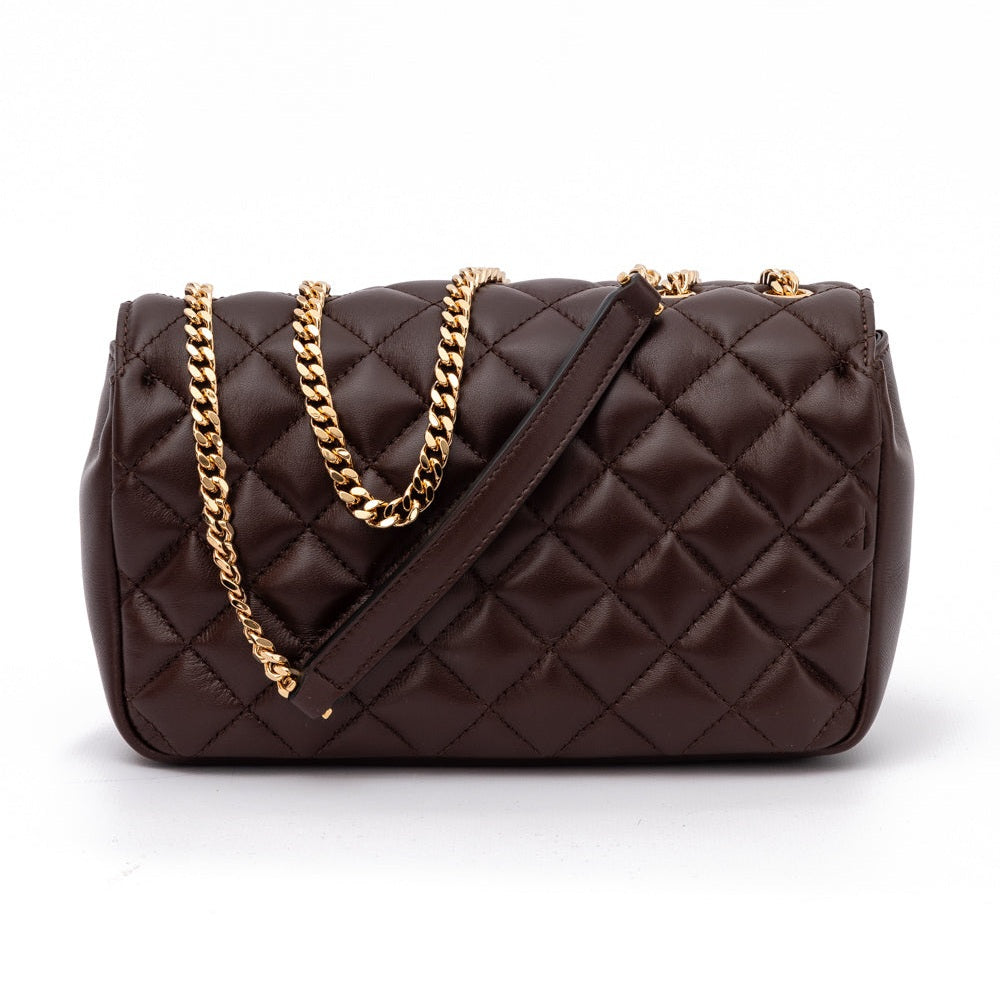 Versace Brown Quilted Leather Shoulder Strap Bag
