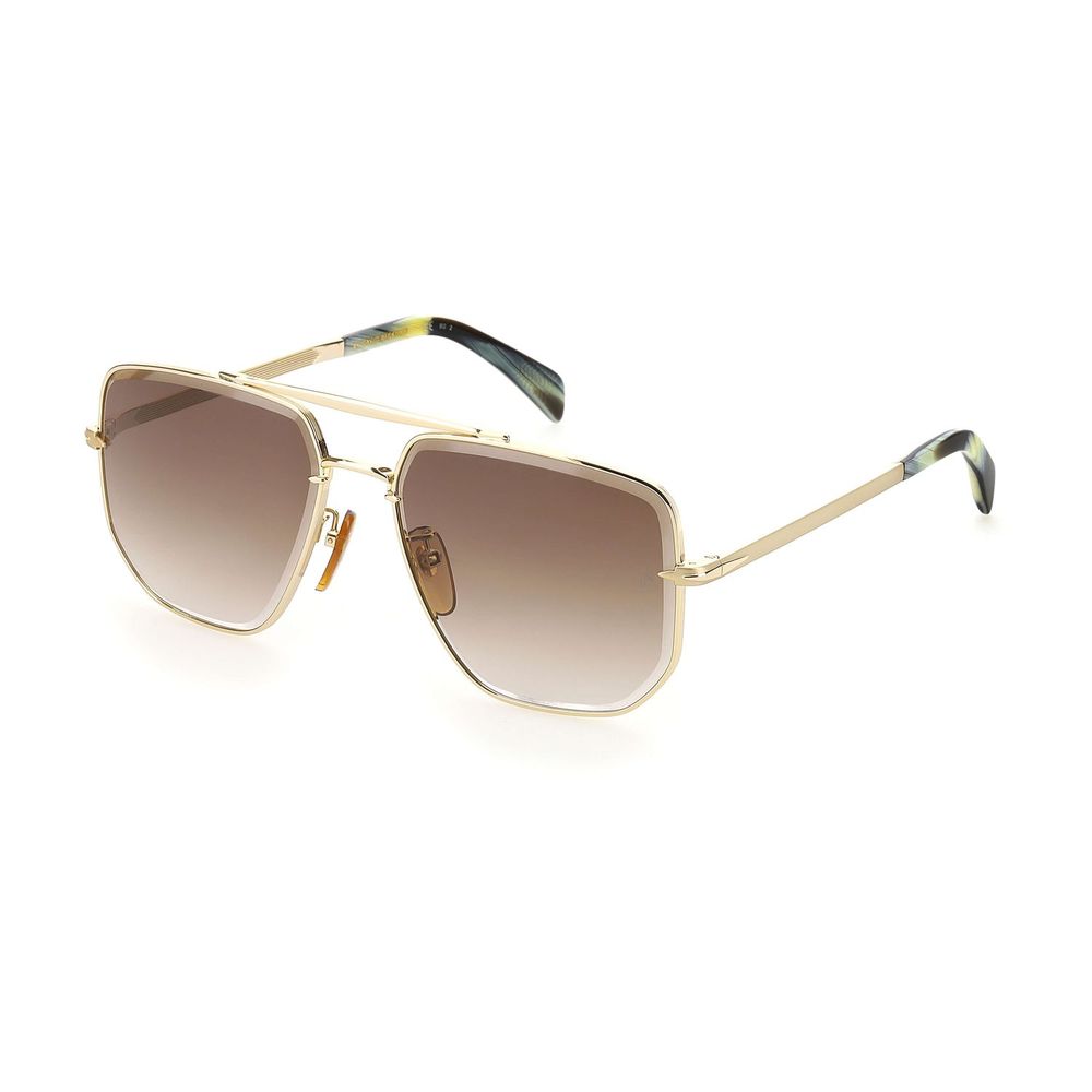 Gold metal sunglasses by David Beckham featuring sleek frames and tinted lenses, stylish and modern accessory.