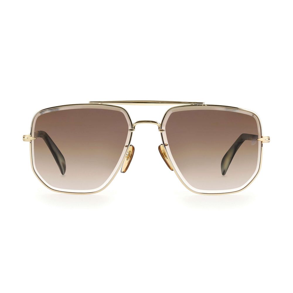 Gold metal sunglasses by David Beckham with sleek frame and dark tinted lenses, stylish eyewear for men