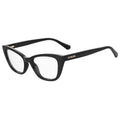 Black Love Moschino cellulose propionate glasses frames with stylish design, shown in a clear close-up image.