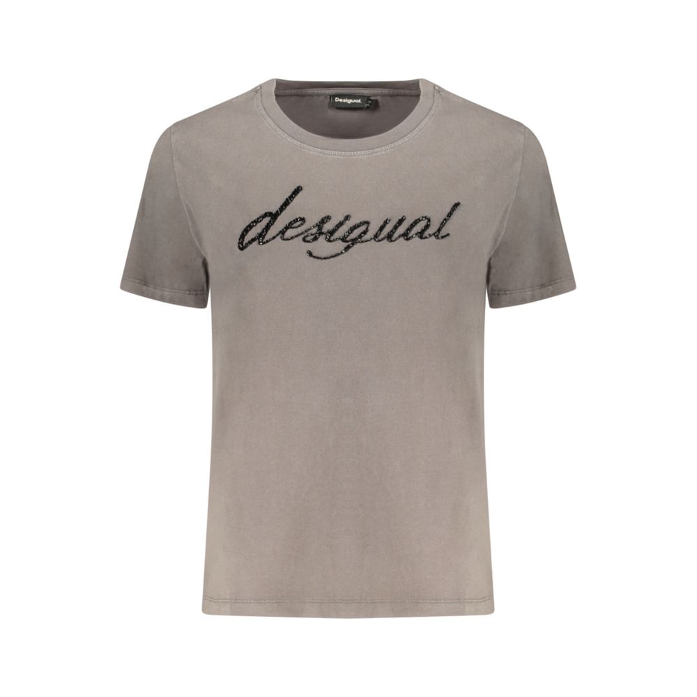 Desigual Grigio Cotton Women T-Shirt Desigual