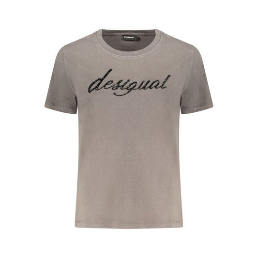 Desigual Grigio Cotton Women T-Shirt Desigual