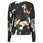 Desigual black viscose women's sweater with a relaxed fit and subtle textured fabric, ideal for casual and stylish wear.