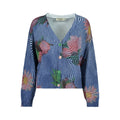 Desigual blue cotton women's cardigan with button closure and ribbed cuffs, casual and comfortable clothing for women.