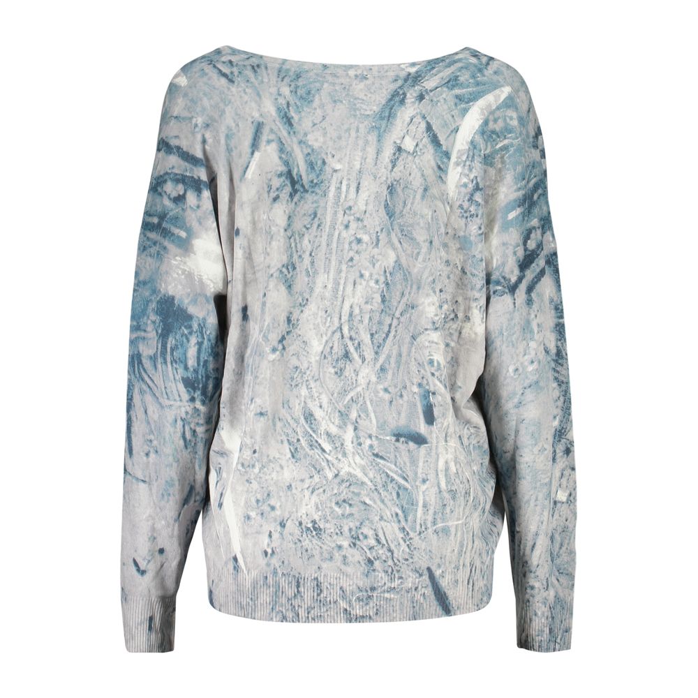 Desigual Azzurro viscose women's sweater with a relaxed fit and textured knit design, in light blue color.