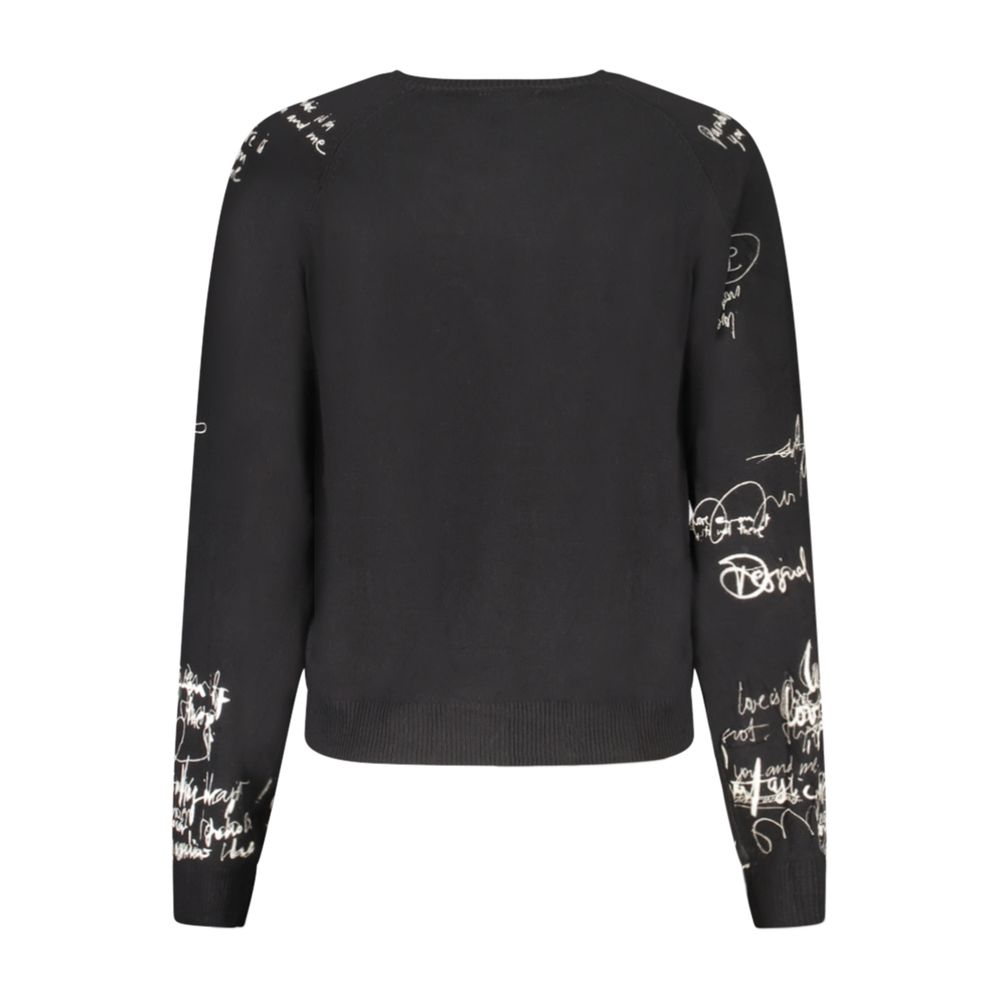 Desigual Nero viscose women's sweater featuring a relaxed fit and subtle textured fabric on a neutral background.