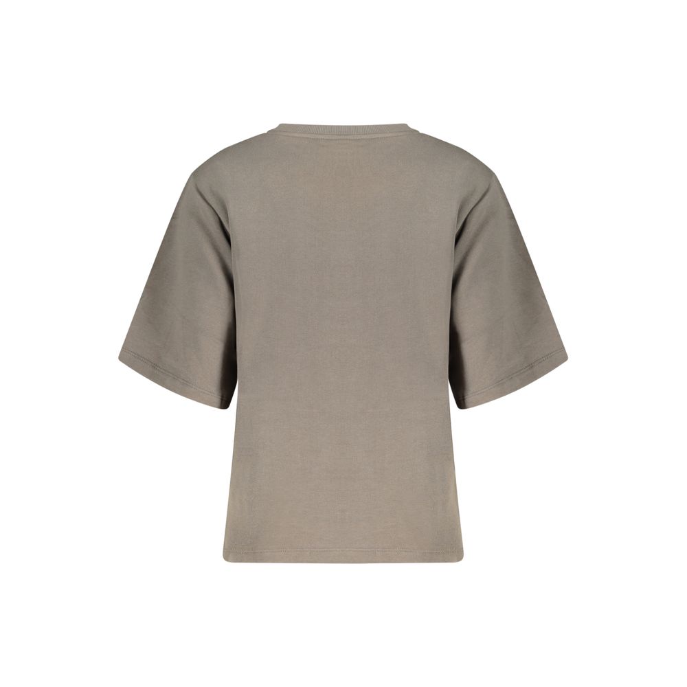 Desigual gray cotton women's sweatshirt with a relaxed fit and subtle logo details, perfect for casual wear.