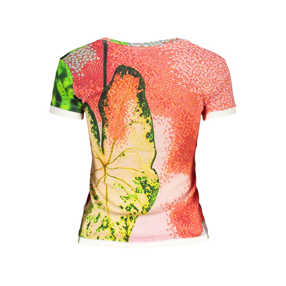 Desigual Rosso cotton women's T-shirt with colorful printed design, short sleeves, and round neckline.