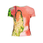 Desigual Rosso cotton women's T-shirt with colorful printed design, short sleeves, and round neckline.
