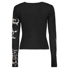 Black cotton women's sweater by Desigual, featuring a cozy fit and stylish design, shown on a model.