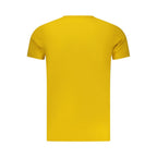 Pepe Jeans yellow cotton men's T-shirt displayed flat with short sleeves and crew neckline, casual style for everyday wear.