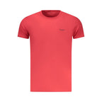 Pepe Jeans Rosso cotton men's T-shirt in red with short sleeves and crew neck, casual and comfortable for everyday wear.