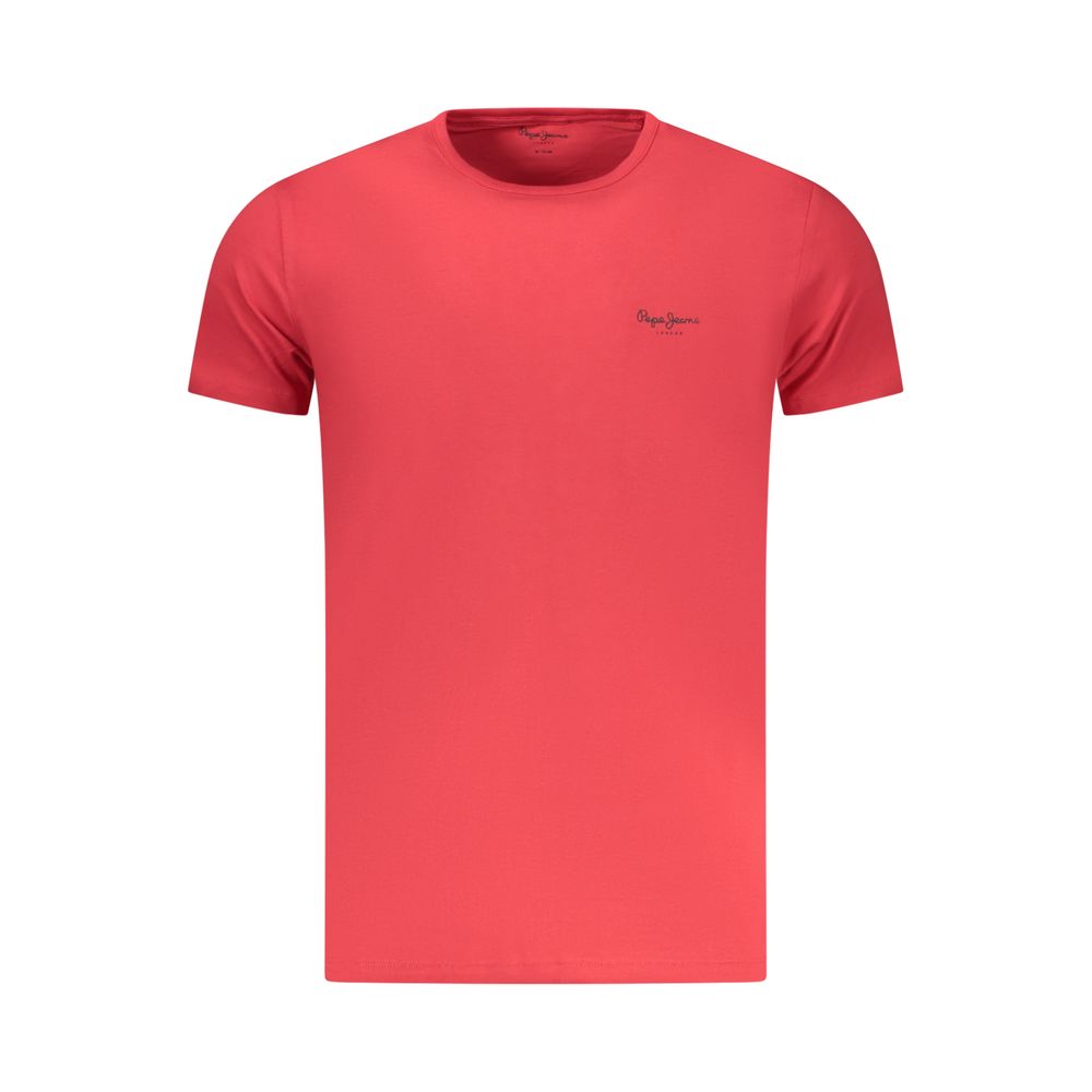 Pepe Jeans Rosso cotton men's T-shirt in red with short sleeves and crew neck, casual and comfortable for everyday wear.