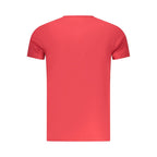 Pepe Jeans Rosso cotton men's T-shirt in red with crew neck and short sleeves, casual style, front view.