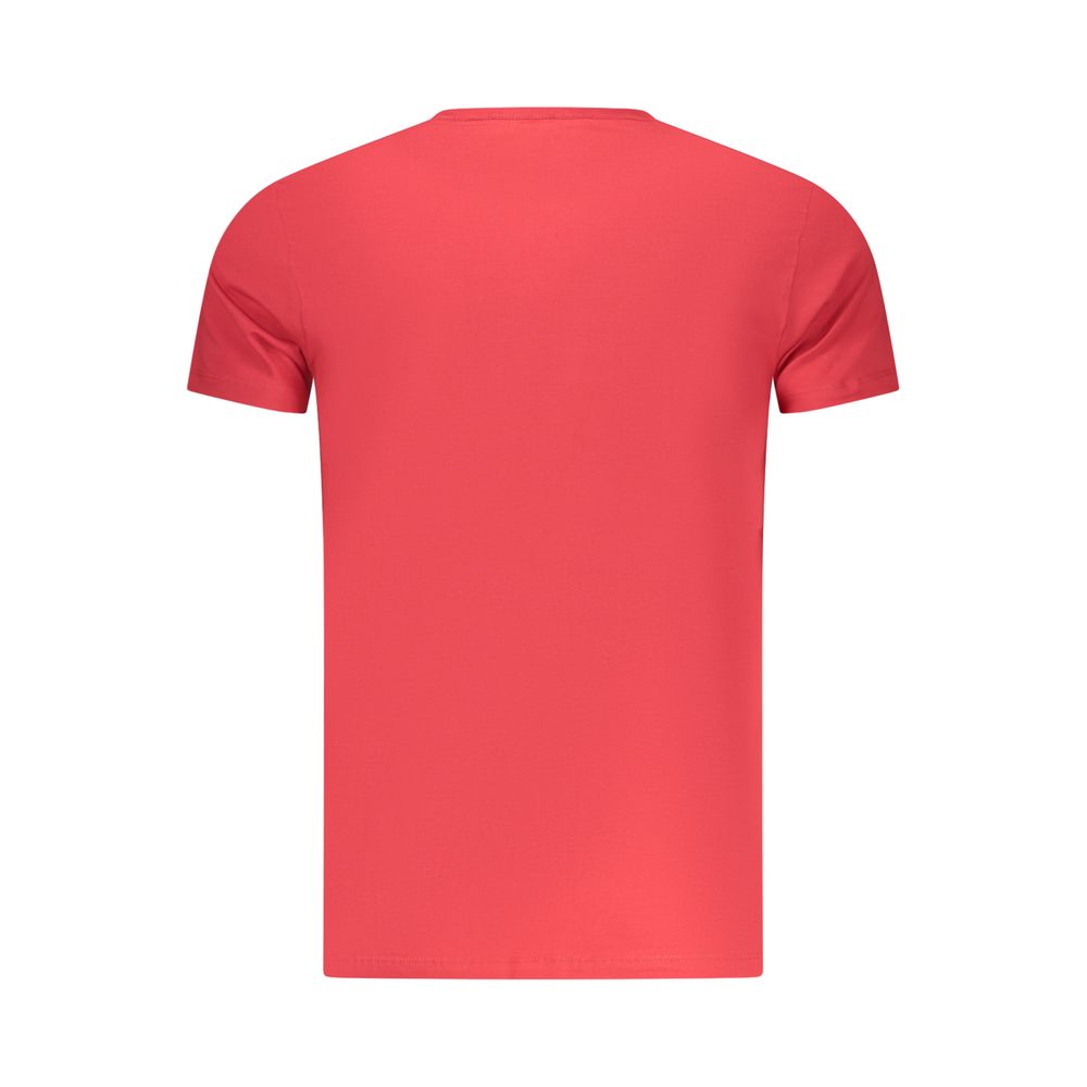 Pepe Jeans Rosso cotton men's T-shirt in red with crew neck and short sleeves, casual style, front view.