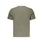 Pepe Jeans Verde cotton men's T-shirt displayed on a hanger with a round neck and short sleeves.