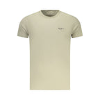 Pepe Jeans Verde cotton men's T-shirt displayed flat with round neckline and short sleeves, casual style and soft fabric.