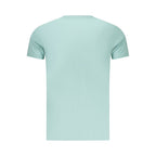 Pepe Jeans Azzurro cotton men's T-shirt displayed flat with short sleeves and a round neckline, in a vibrant blue shade.