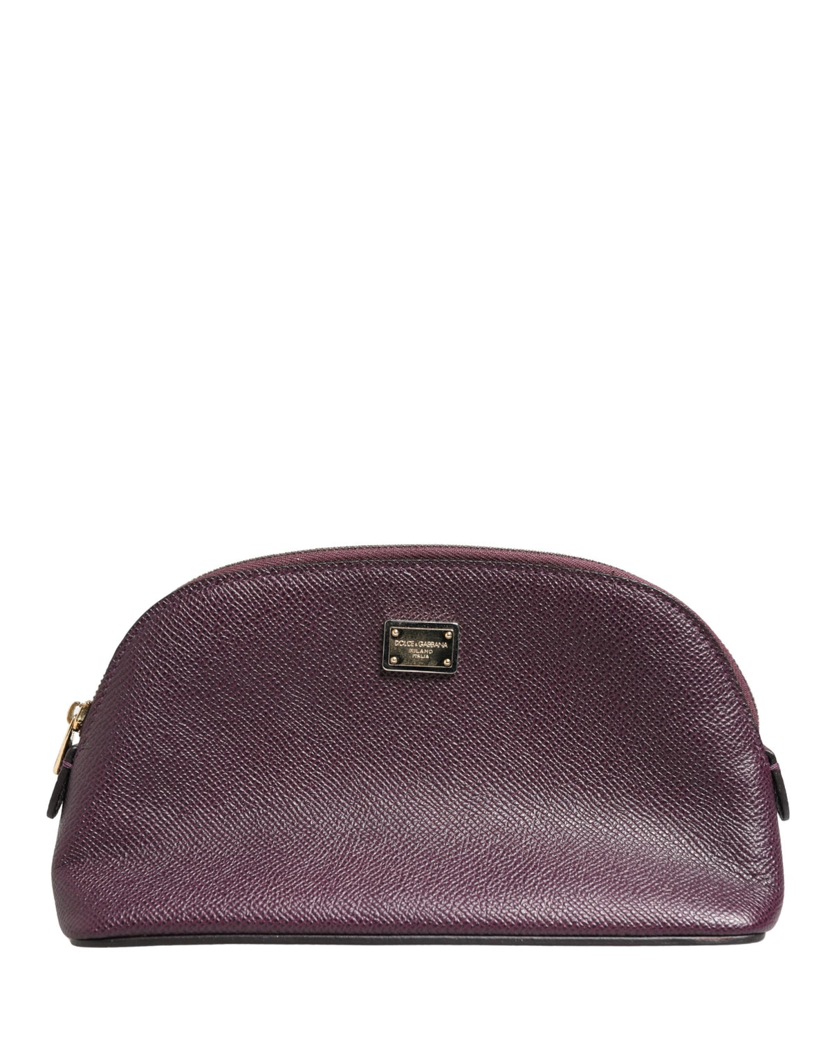 Dolce & Gabbana Dark Purple Leather DG Logo Zip Around Hand Purse Wallet - Eljoys Fashion 