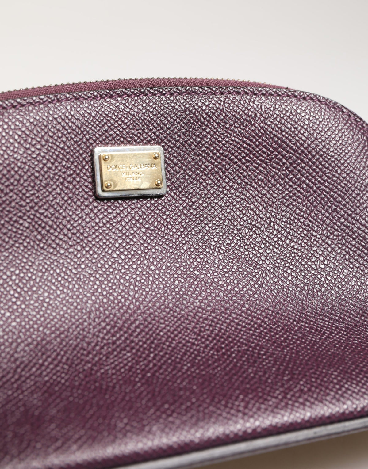 Dolce & Gabbana Dark Purple Leather DG Logo Zip Around Hand Purse Wallet - Eljoys Fashion 