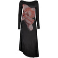 Black viscose women's dress by Desigual featuring a stylish, relaxed fit and intricate design details.