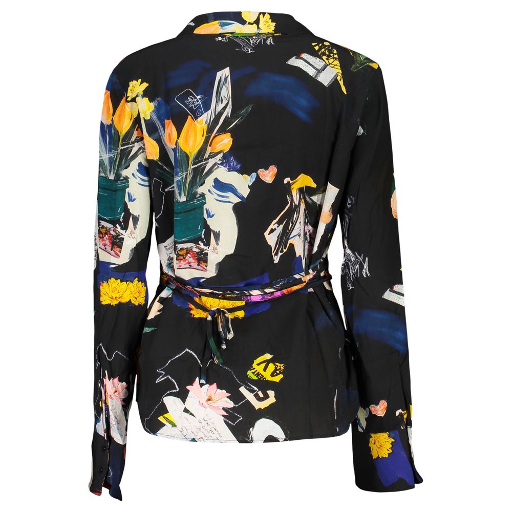 Desigual Nero viscose women's shirt with a stylish, relaxed fit and subtle pattern, perfect for casual or office wear.
