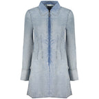 Desigual Azzurro lyocell women's dress with a relaxed fit and vibrant blue pattern, perfect for casual summer wear.