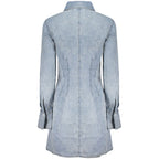 Desigual Azzurro Lyocell women's dress with a vibrant blue pattern, lightweight fabric, and a relaxed fit.