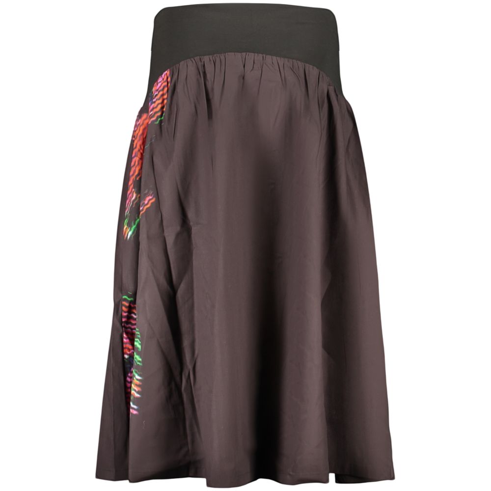 Black cotton women's skirt by Desigual with a stylish, casual design, featuring a comfortable fit and modern fashion details.