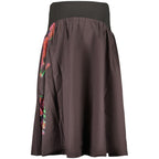 Black cotton women's skirt by Desigual with a stylish, casual design, featuring a comfortable fit and modern fashion details.