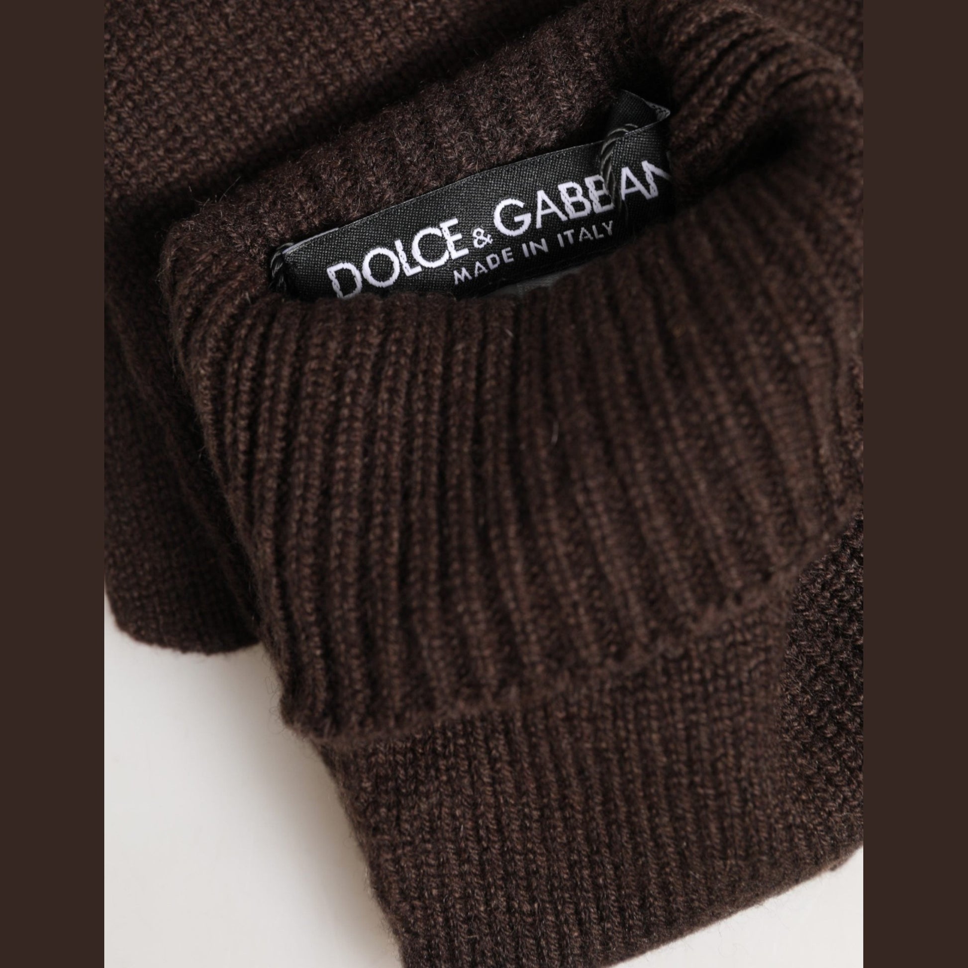 Dolce & Gabbana Brown Cashmere Knitted Elbow Length Mitten Gloves