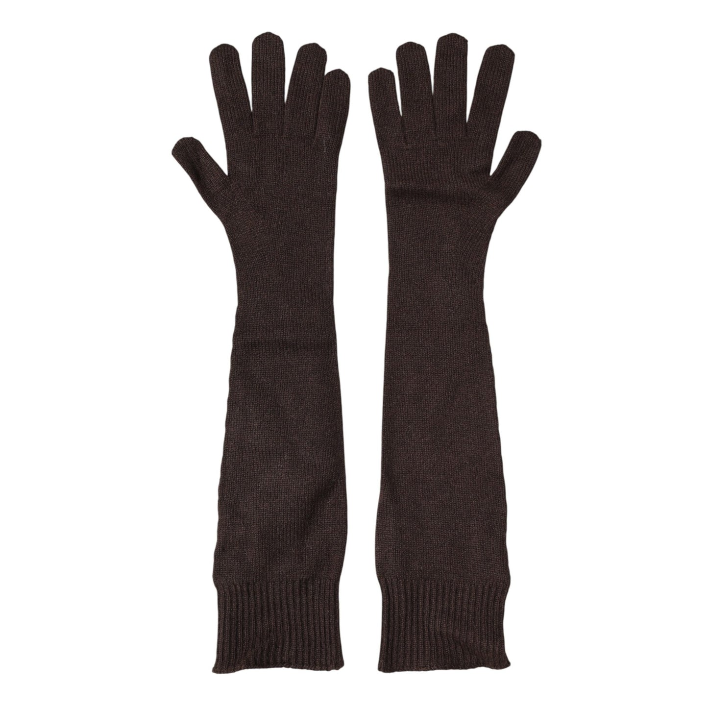 Dolce & Gabbana Brown Cashmere Knitted Elbow Length Mitten Gloves