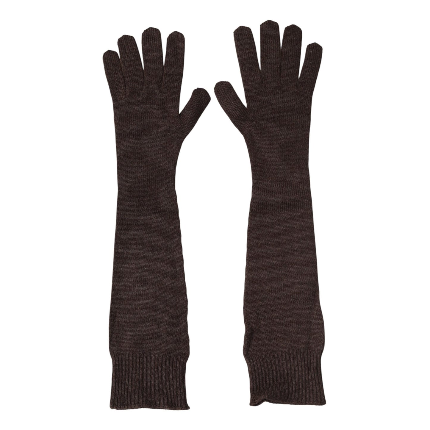 Dolce & Gabbana Brown Cashmere Knitted Elbow Length Mitten Gloves