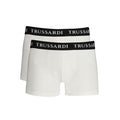 White cotton men's boxer brief by Trussardi featuring a comfortable fit and classic design.
