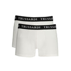 White cotton men's boxer brief by Trussardi featuring a comfortable fit and classic design.