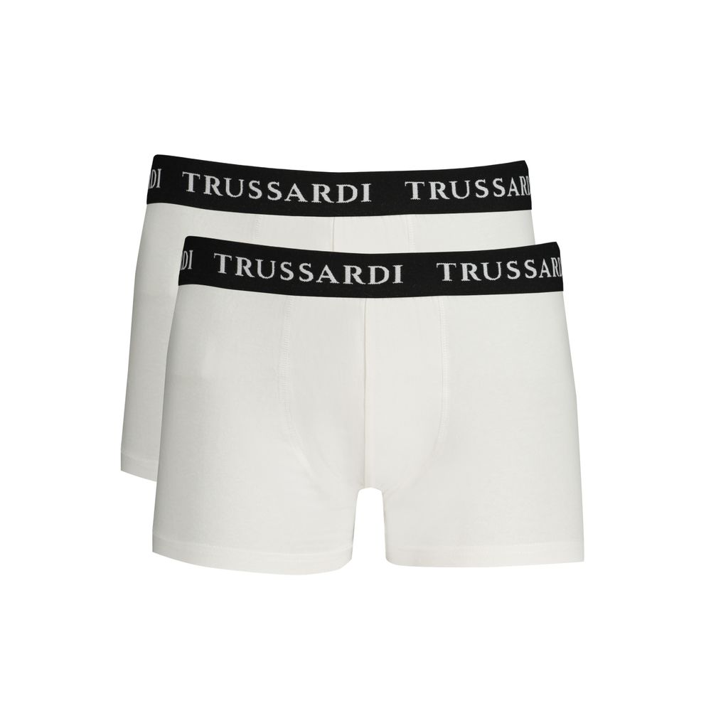 White cotton men's boxer brief by Trussardi featuring a comfortable fit and classic design.