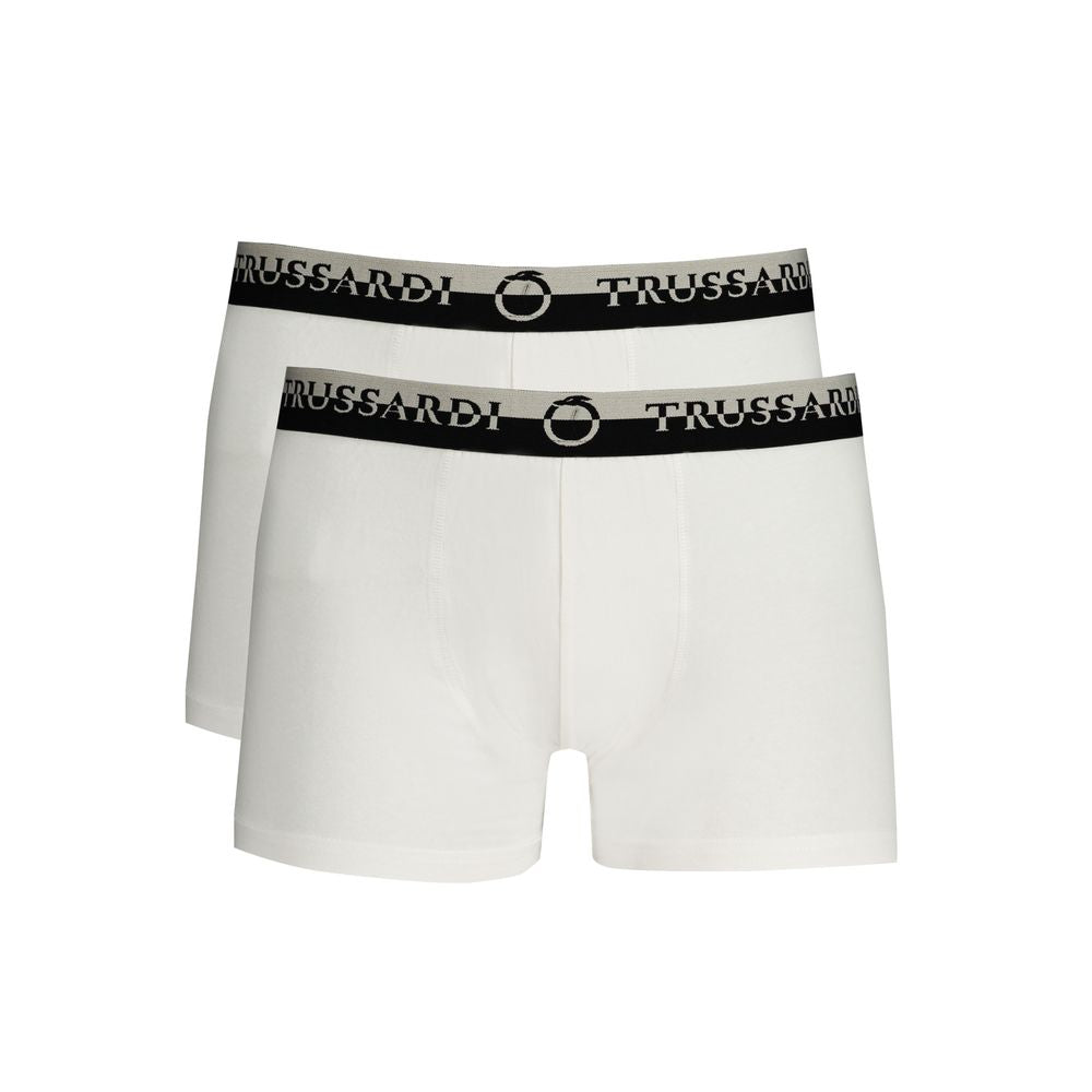 White cotton men's boxer briefs by Trussardi, featuring a snug fit and comfortable waistband.