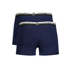 Trussardi Blu cotton men's boxer briefs with elastic waistband and branding, comfortable fit, and classic design.