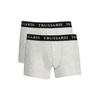 Trussardi Grigio cotton men's boxer underwear with elastic waistband and logo detail, comfortable and stylish men's underwear.