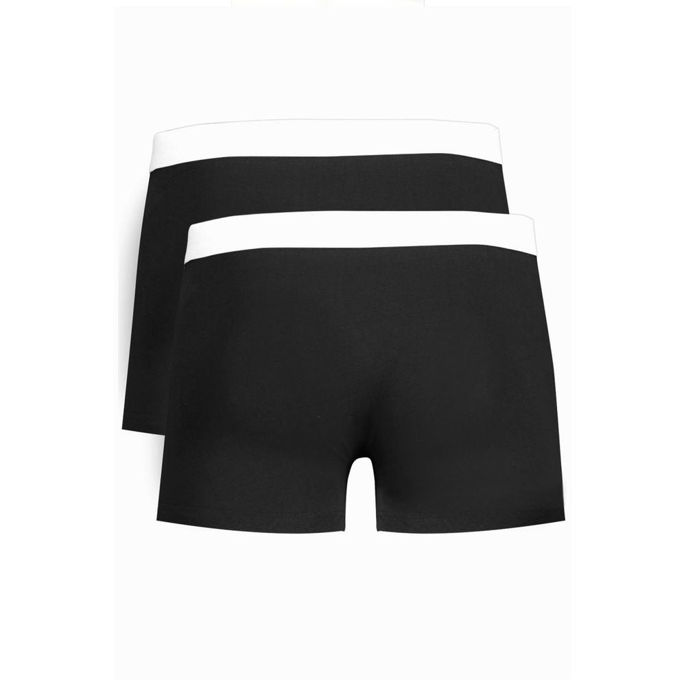 Black cotton men's boxer briefs by Trussardi with a snug fit and branded waistband, designed for comfort and style.