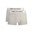 Gray cotton men's boxer shorts by Trussardi, featuring a comfortable fit and classic design, shown on a plain background.