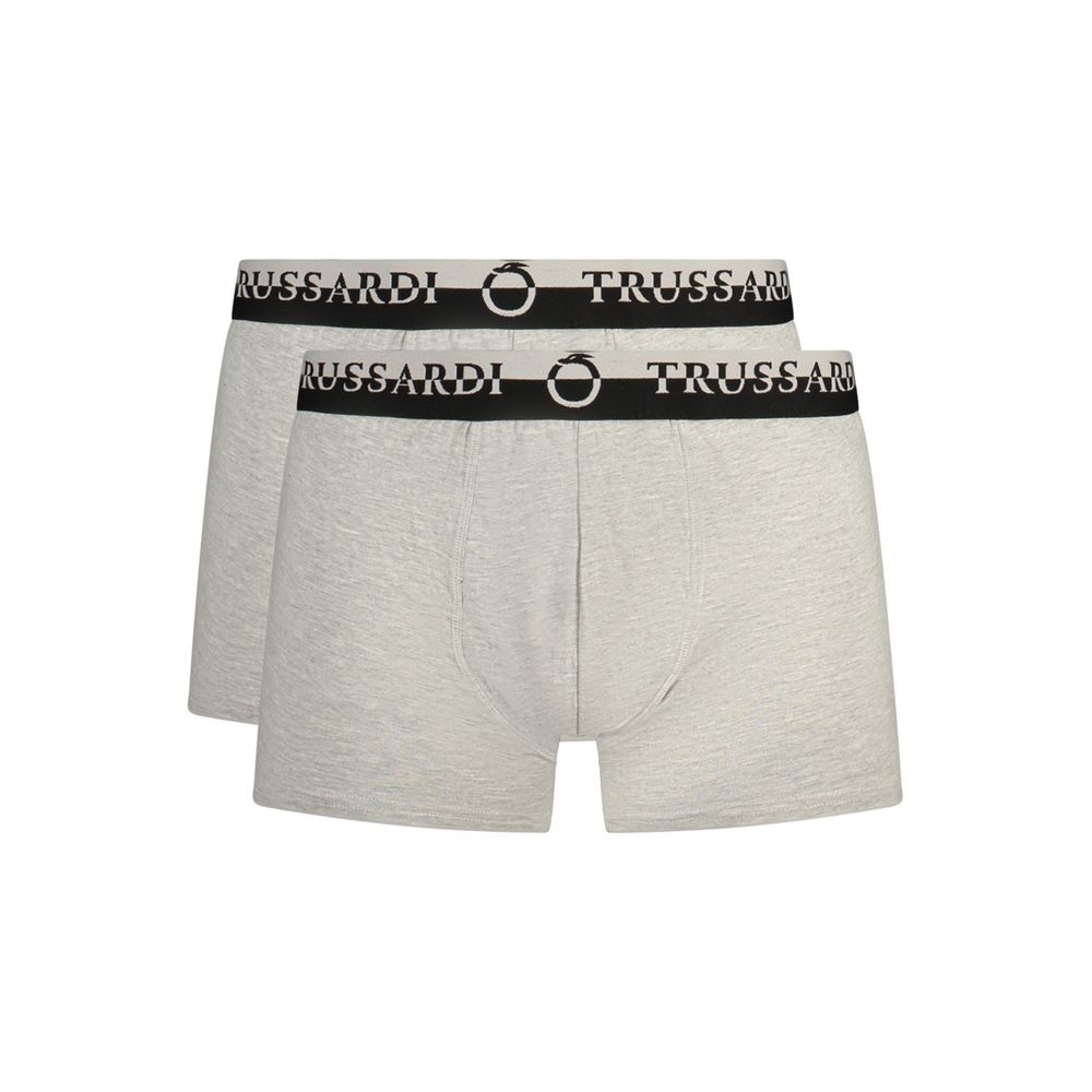 Trussardi Grigio cotton men's boxer shorts with elastic waistband and branded logo, comfortable everyday underwear.