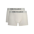 Trussardi Bianco cotton men's boxer shorts with elastic waistband and logo detail, soft and comfortable for everyday wear.