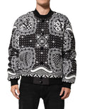 Dolce & Gabbana Black White BandanaPrint Men Bomber  Jacket - Eljoys Fashion 