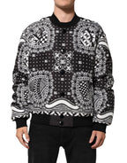 Dolce & Gabbana Black White BandanaPrint Men Bomber  Jacket - Eljoys Fashion 