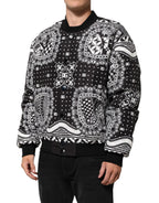 Dolce & Gabbana Black White BandanaPrint Men Bomber  Jacket - Eljoys Fashion 